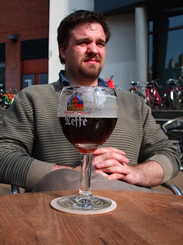 photo of me with leffe in Amsterdam